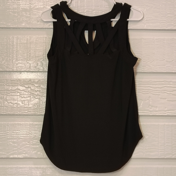 A.U.W Strappy Black Sleeveless Stretch Blouse Top  Women Medium 90s Witchy Chic - Picture 4 of 9